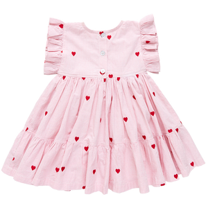Girls Kit Dress - Heart Embroidery
