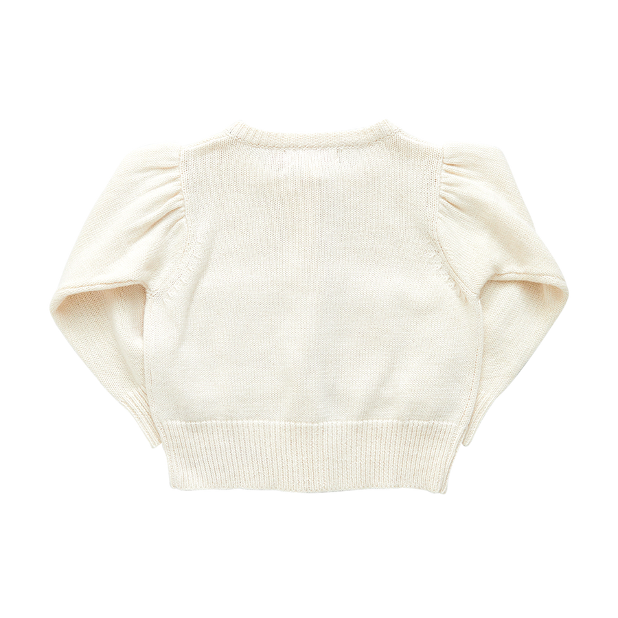 Baby Girls Heart Pocket Sweater - Cream