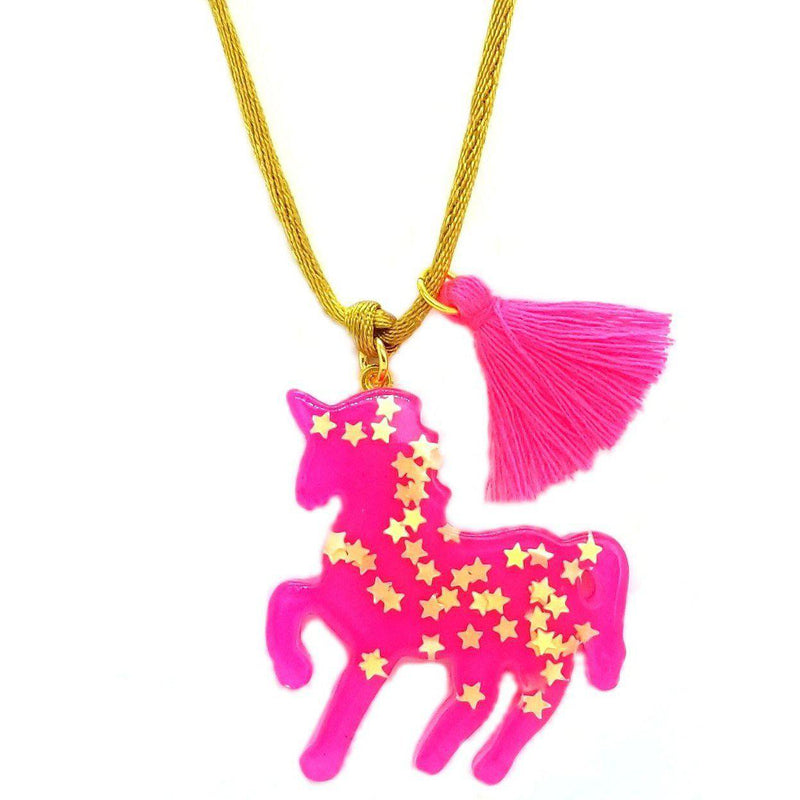 Pink Chicken Necklace Unicorn Pendant hot pink 