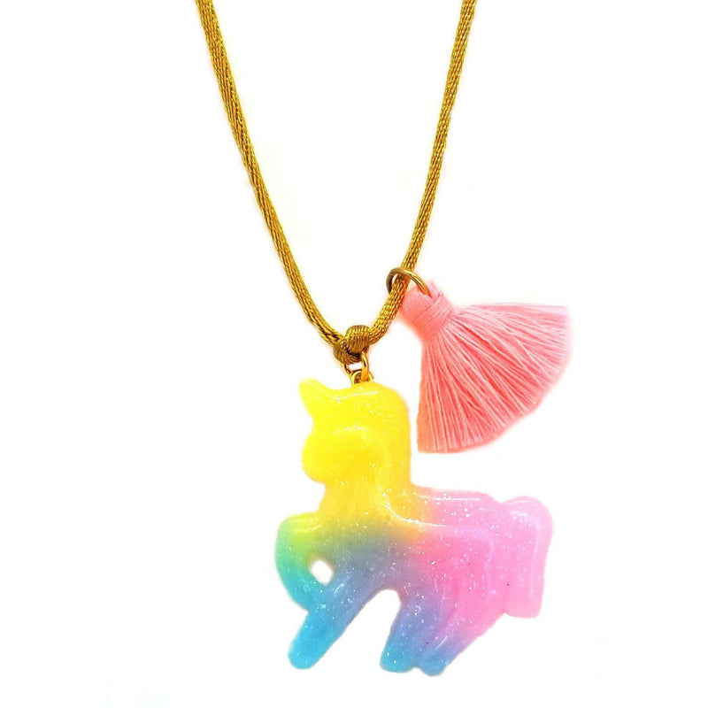 Pink Chicken Necklace Unicorn Pendant rainbow 