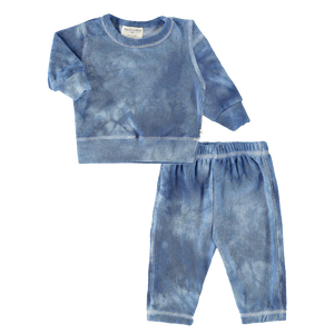PAIGELAUREN Loop Terry Loungewear Set - Blue Tie Dye