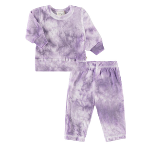 PAIGELAUREN Loop Terry Loungewear Set - Purple Tie Dye