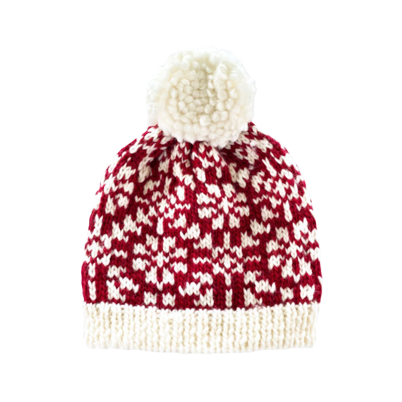 Pink Chicken Snowfall Hat - Red M/2-5y 
