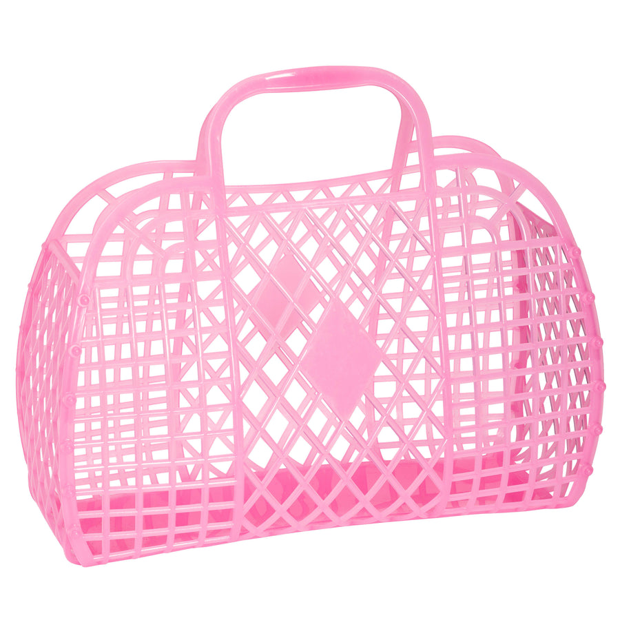 Pink Chicken Retro Basket - Large Neon Pink 