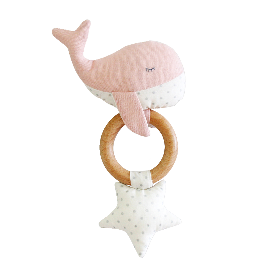 Pink Chicken Whimsy Whale Teether Rattle - Pink 
