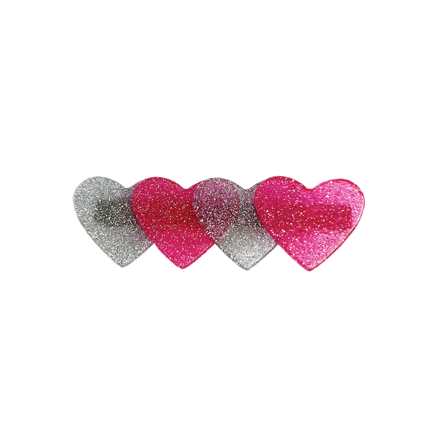 Acrylic Glitter Heart Clip - Pink
