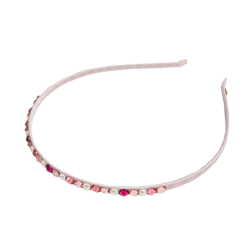 Skinny Crystal Headband - Pink and Pearl