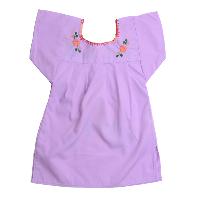 Embroidered Girls Dress - Violet