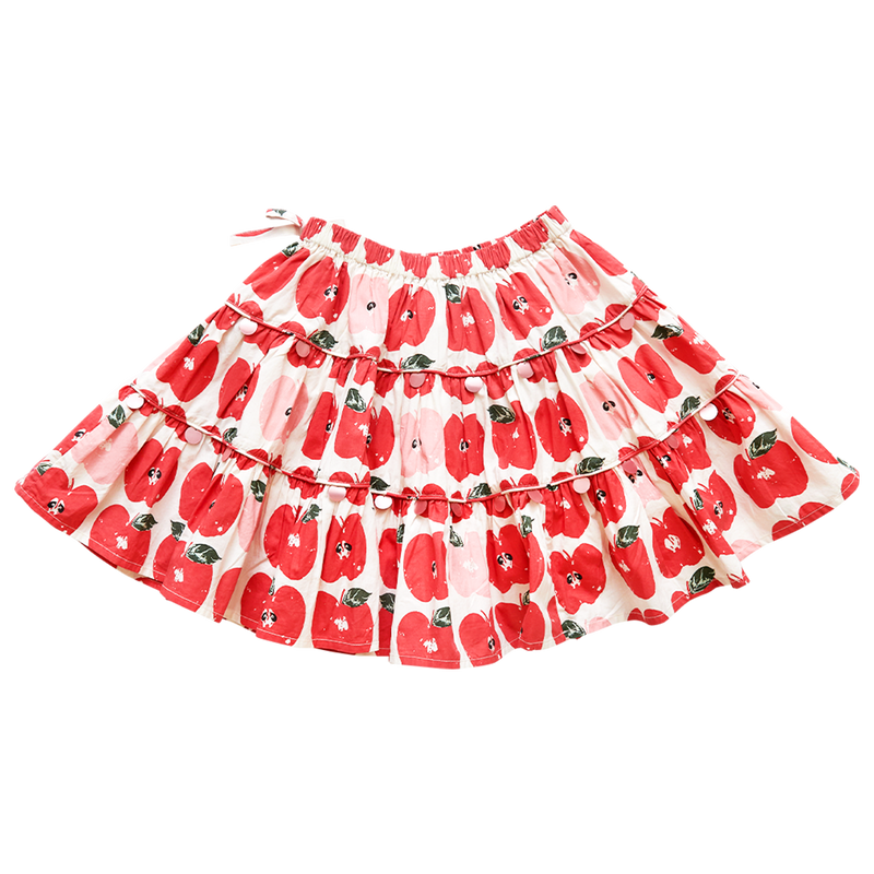 Girls Allie Skirt - Apple Stamp