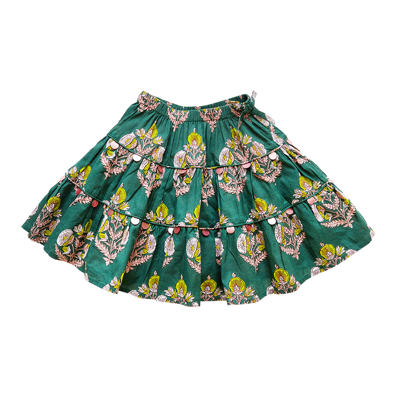 Girls Allie Skirt - Hunter Green Flower