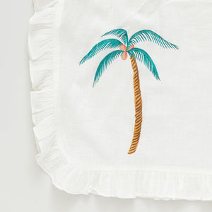 Girls Anick Coverup - Antique White Palm Trees