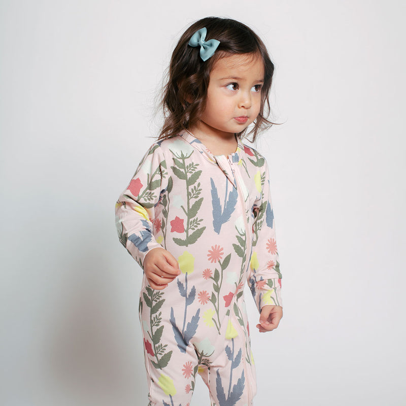 Baby Bamboo Romper - Pink Paper Floral