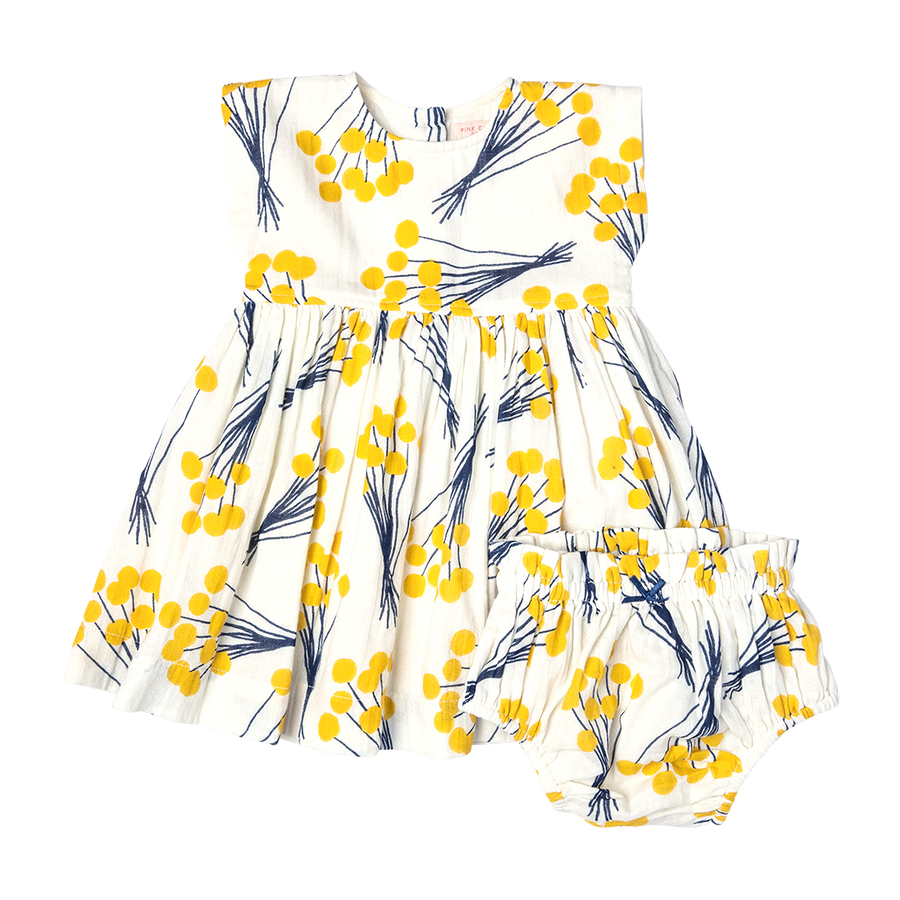 Baby Girls Adaline Dress Set - Yellow Pom Pom
