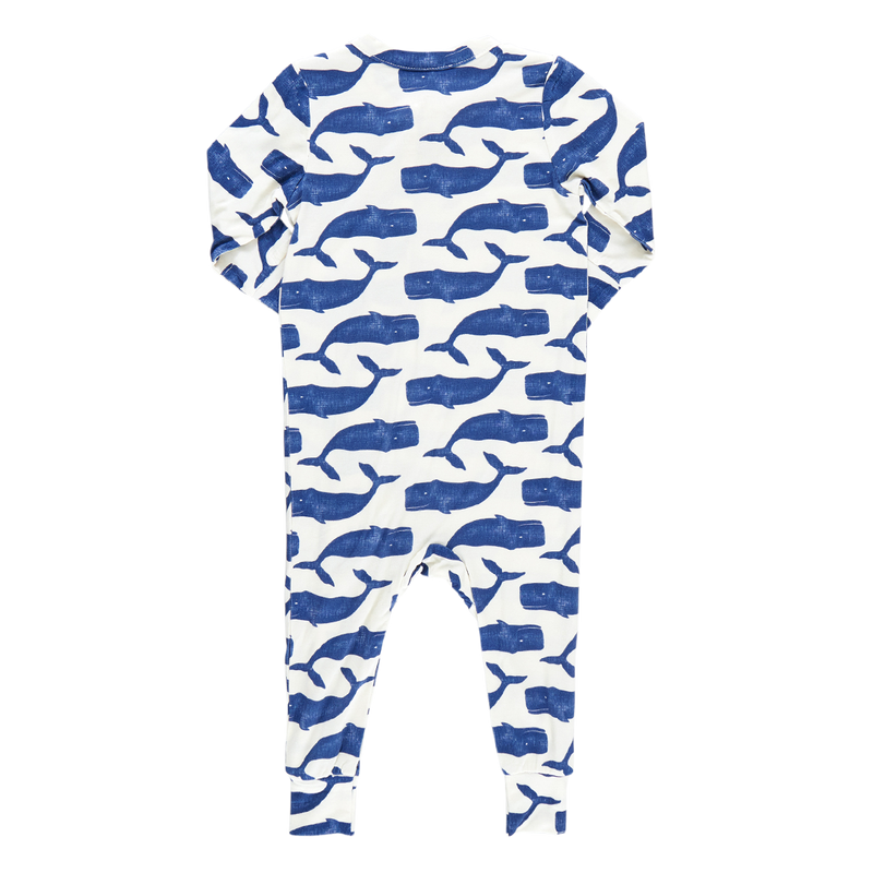Baby Bamboo Romper - Blue Whales