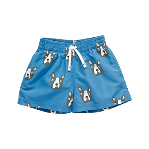 Baby Boys Swim Trunk - Blue Boston Terrier