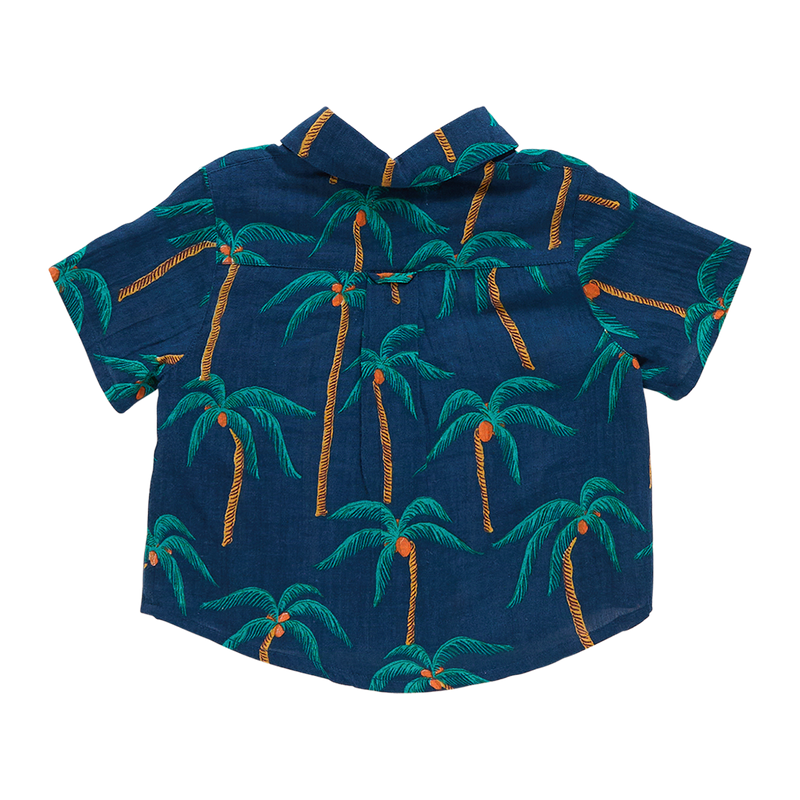 Baby Boys Jack Shirt - Navy Palm Trees