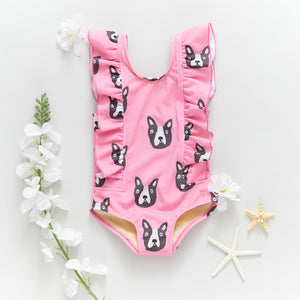 Baby Girls Katniss Suit - Pink Boston Terrier