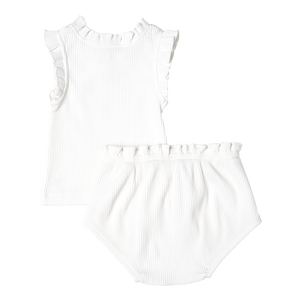 Baby Girls Organic Ruffle Rib 2-Piece Set - White