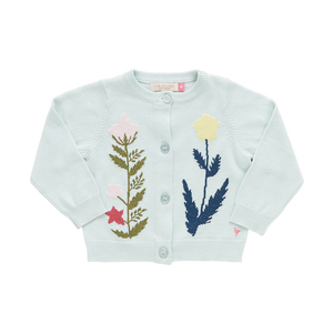 Baby Girls Paper Floral Sweater - Light Aqua