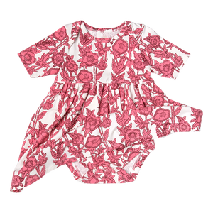 Baby Girls Organic Steph Dress - Pink Stem Floral