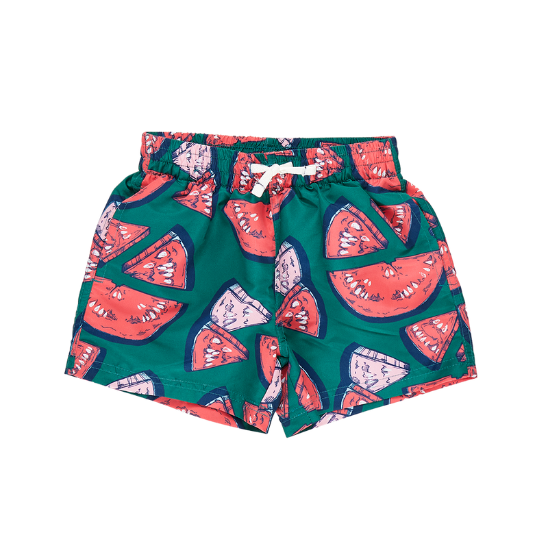 Baby Boys Swim Trunk - Green Watermelon Puzzle