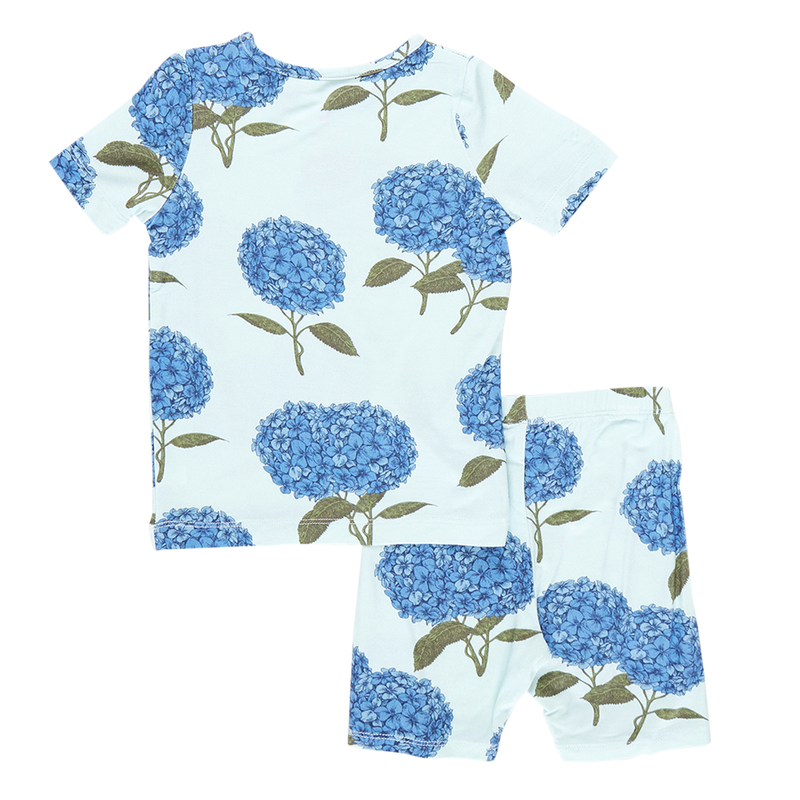 Kids Bamboo  Short Sleeve  PJ Set - Light Blue Hydrangeas