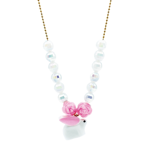 Pastel Bunny Necklace - White w/ Pink