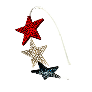 Small Crystal Star Headband - Red, White & Blue