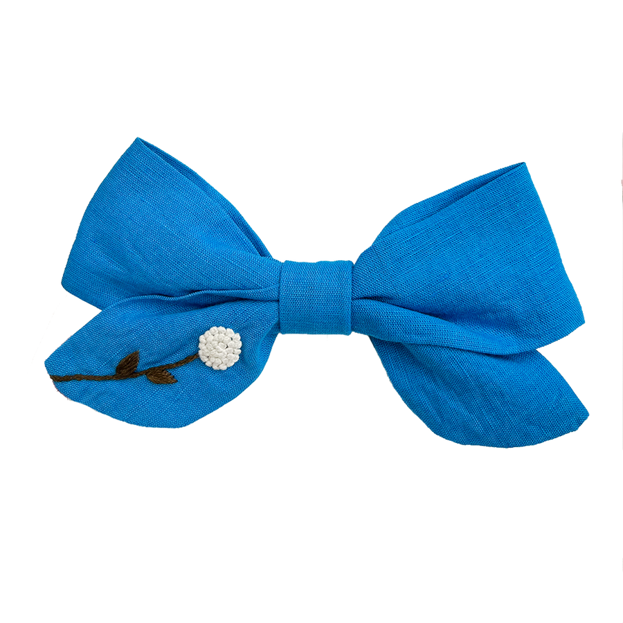 Embroidered Bow - Blue
