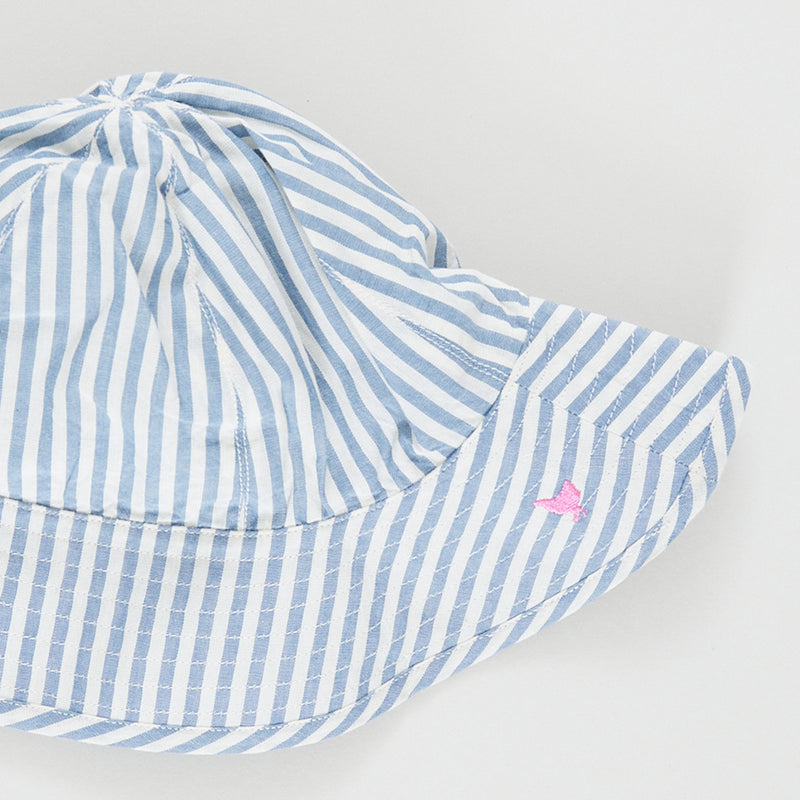 Baby Girls Sun Hat - Blue Skinny Stripe