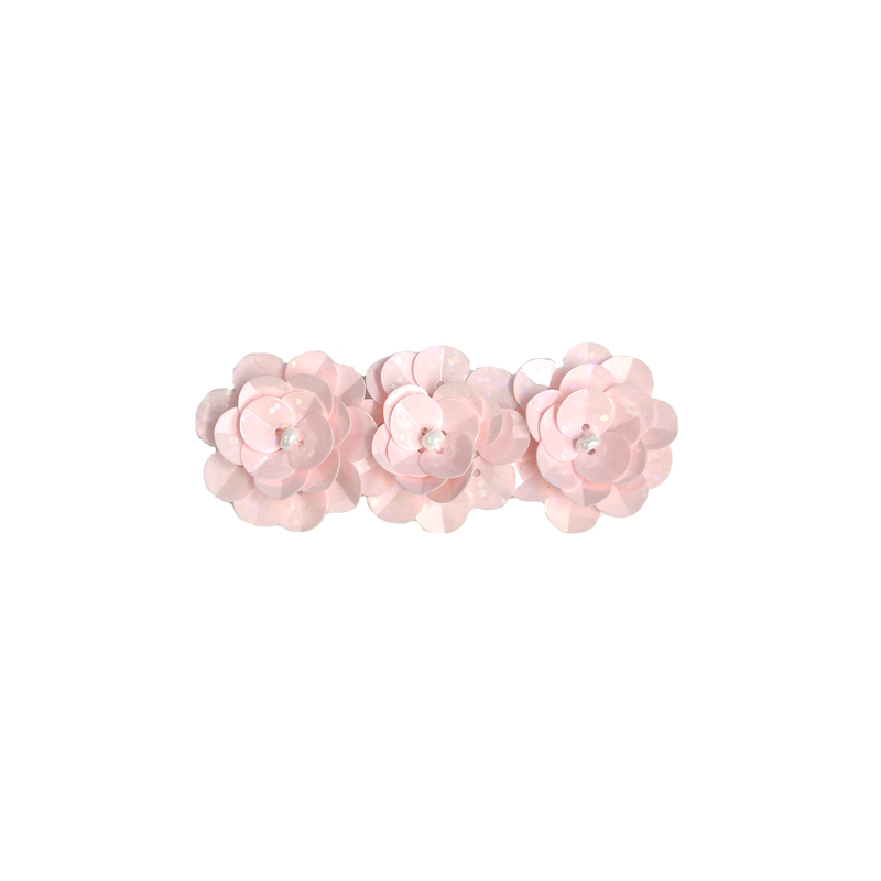 Sequin Flower Clip - Light Pink
