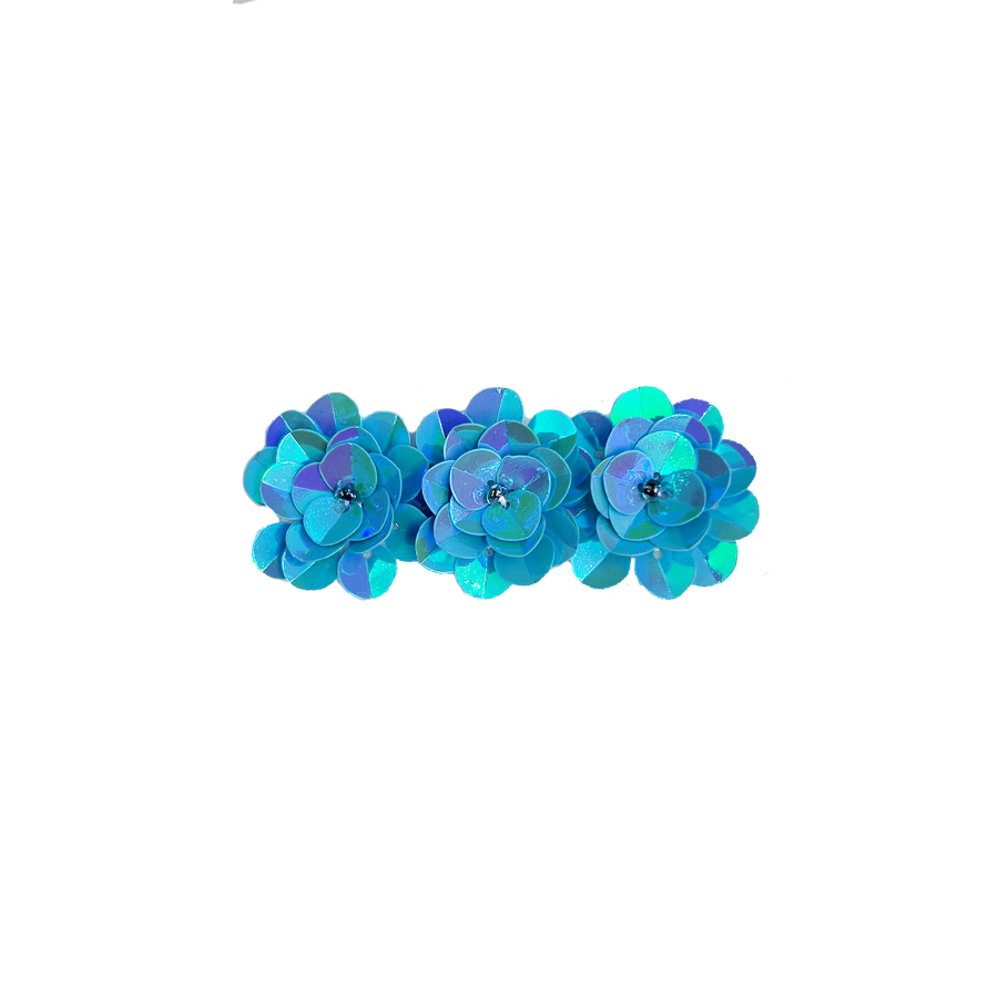 Sequin Flower Clip - Turquoise