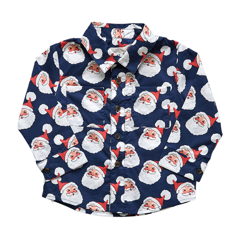 Boys Jack Shirt - Navy Santas