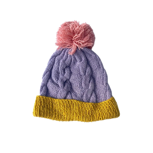 Pink Chicken Cabbages & Kings: Cable Pom Hat - Lavender Small 