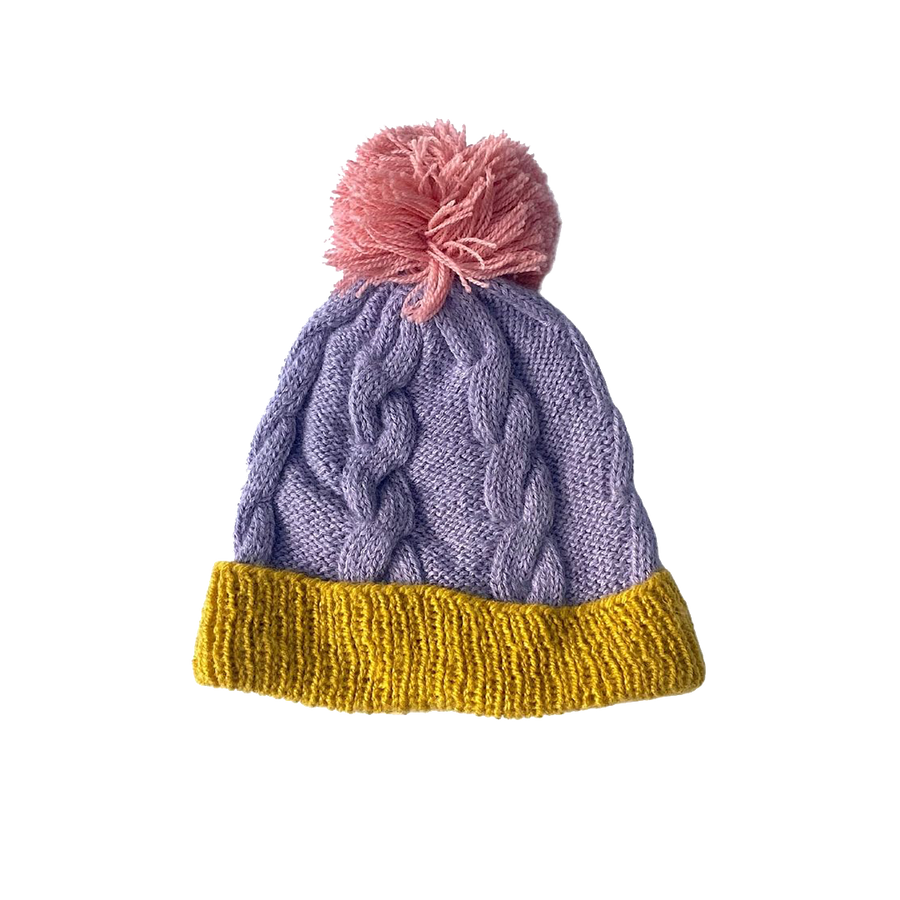 Pink Chicken Cabbages & Kings: Cable Pom Hat - Lavender Small 
