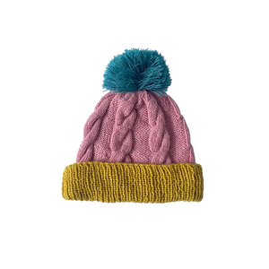 Pink Chicken Cabbages & Kings: Cable Pom Hat - Pink Small 
