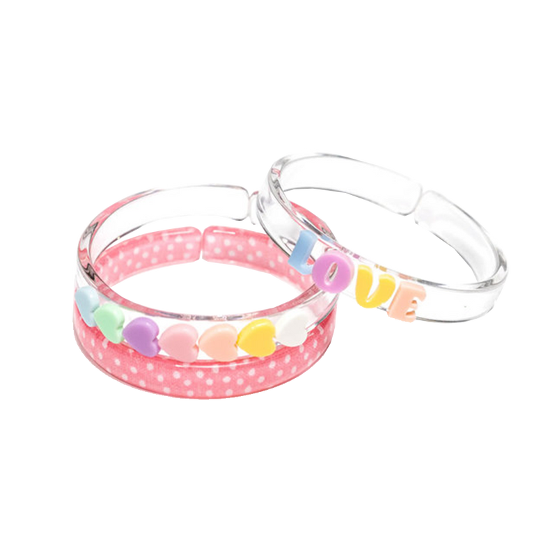 Pink Chicken Bangle Set - Candy Hearts 