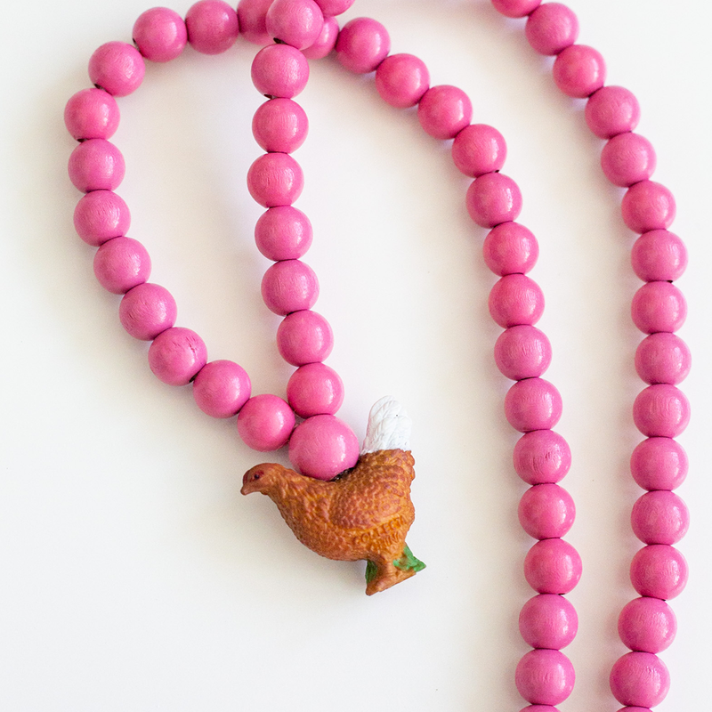 Chicken on Pink Beads