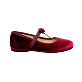 T-Strap Velvet Mary Jane - Burgundy