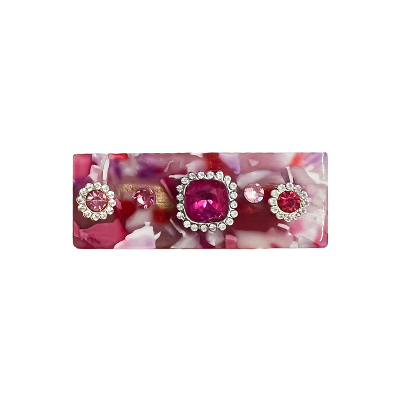 Jeweled Resin Clip - Multi Pink