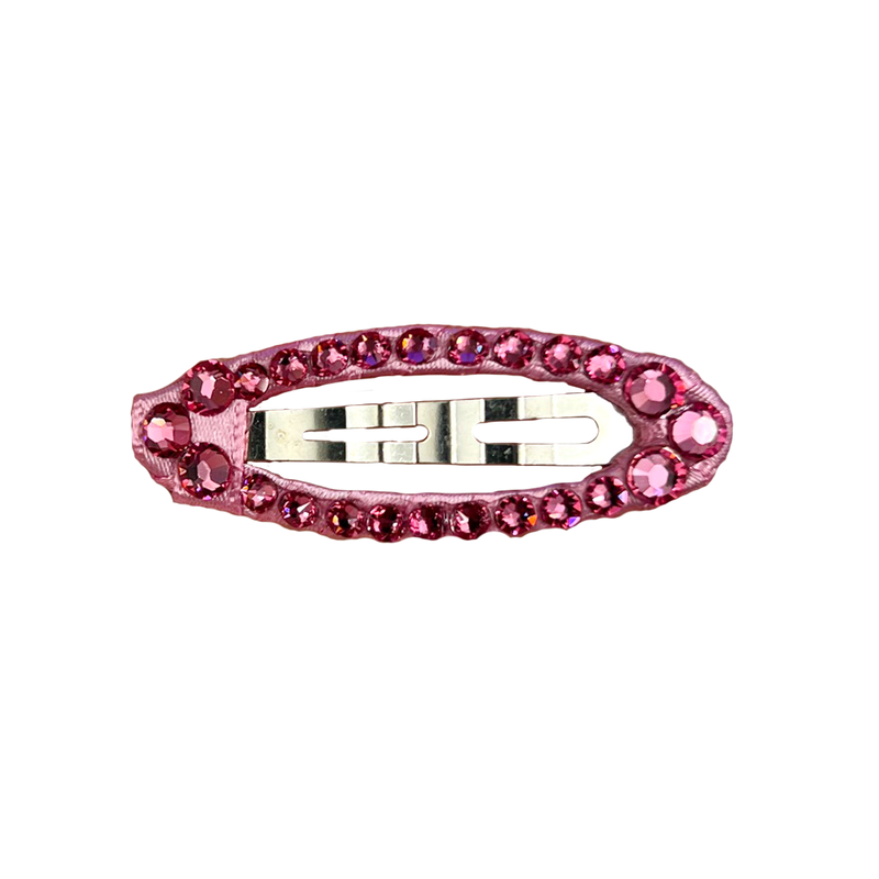 Fully Crystalized Oval Clip - Pink