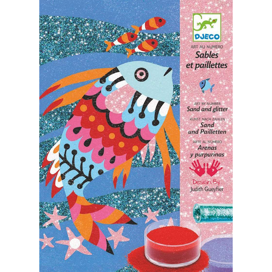 Pink Chicken Fish Rainbow Colored Sand and Glitter Craft Kit 