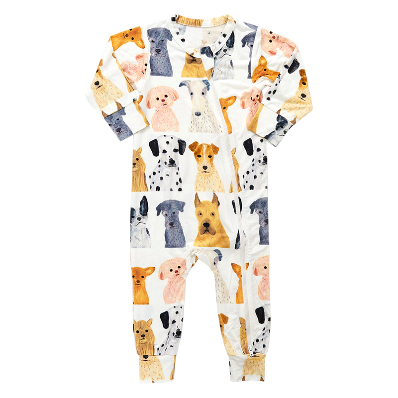 Baby Bamboo Romper - Watercolor Dogs