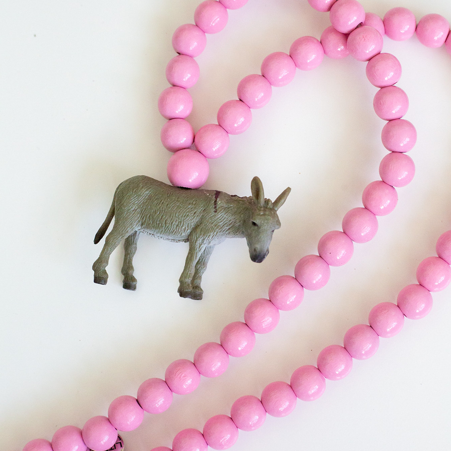 Donkey on Baby Pink Beads