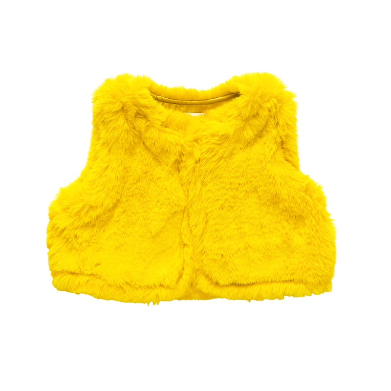 Girls Fiona Fur Vest - Yellow Fur