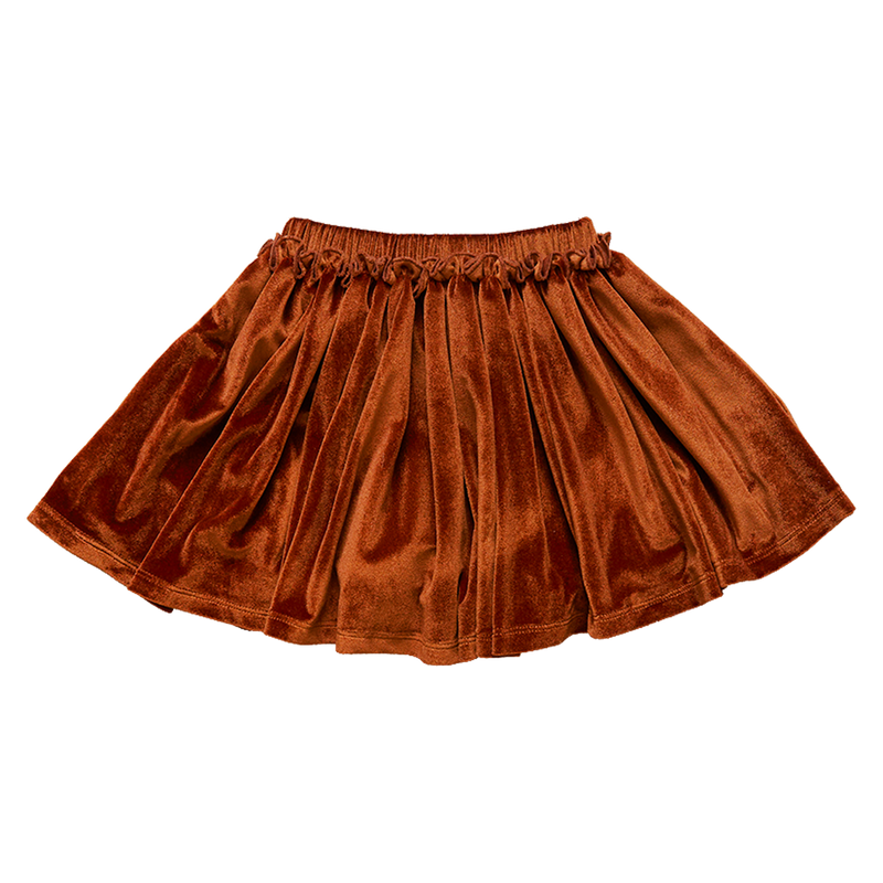 Girls Gianna Skirt - Burnt Orange Velour