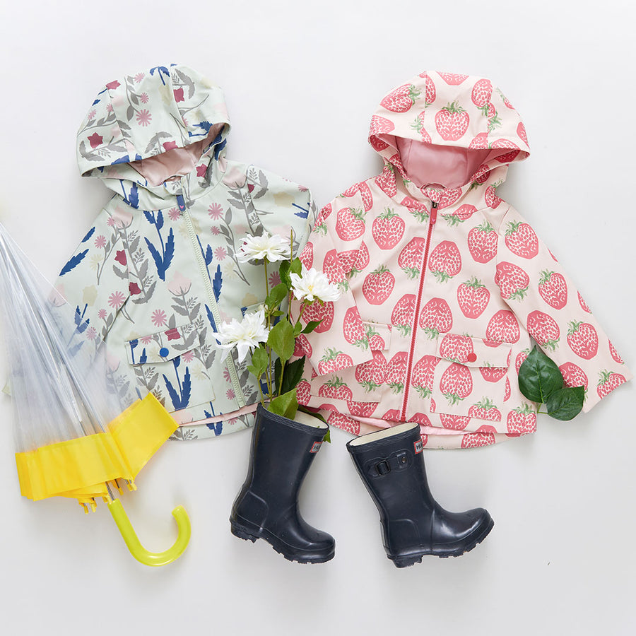 Girls Rafa Raincoat - Pink Strawberries