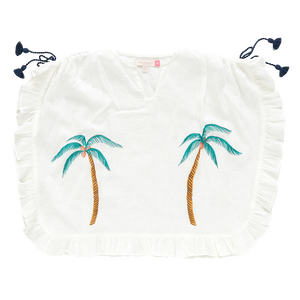 Girls Anick Coverup - Antique White Palm Trees