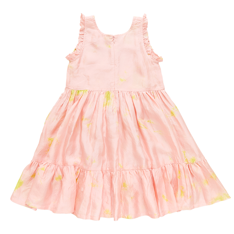 Girls Silk Kelsey Dress - Pink Lemonade Tie Dye