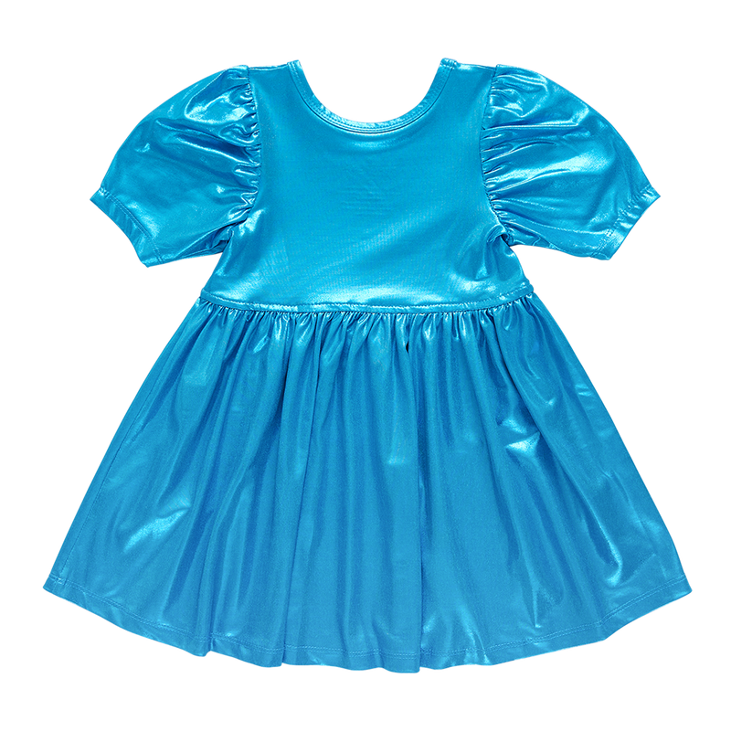 Girls Lame Laurie Dress - Teal Lame